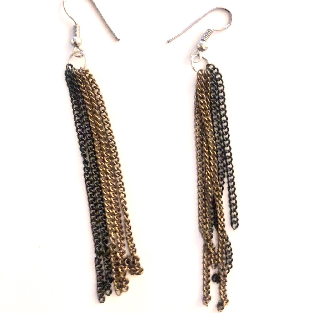 Black and gold chain earrings